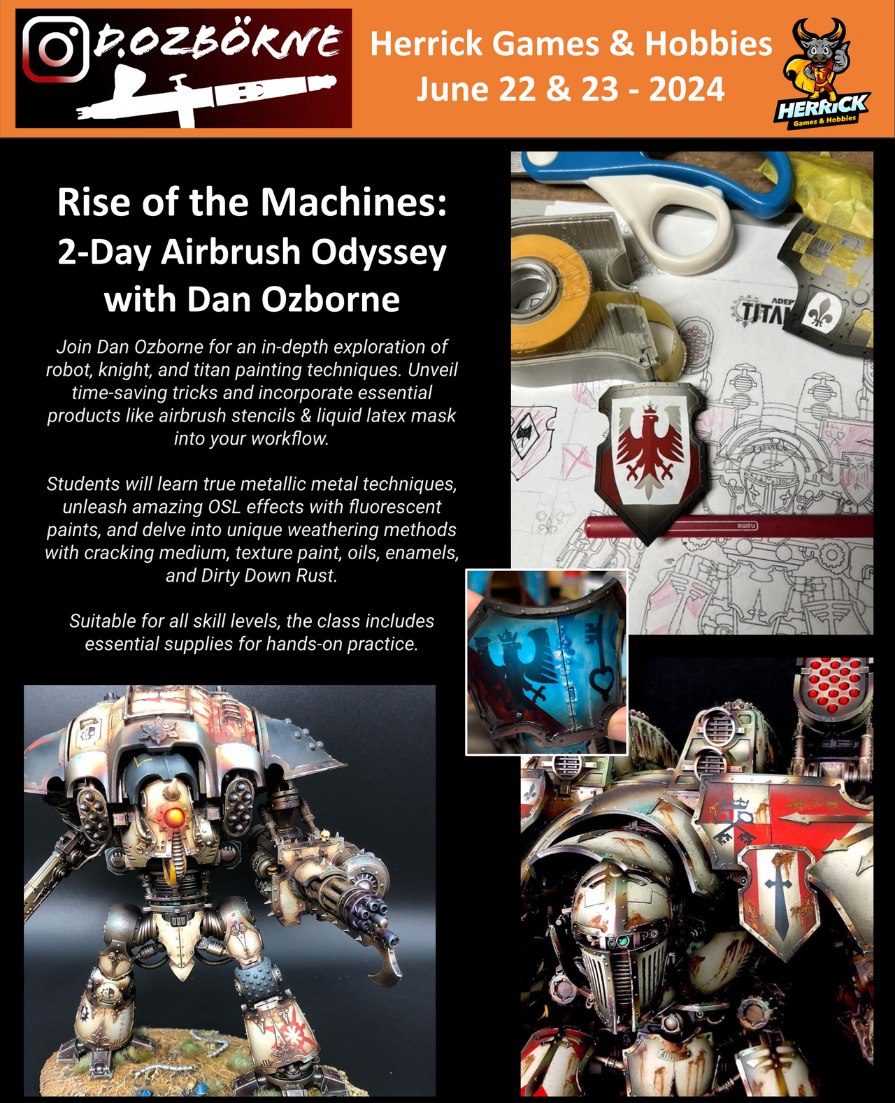 Hobby Masterclass: Dan Ozbörne 2-Day Airbrush Knight Titan Class - June 22nd & 23rd, 2024