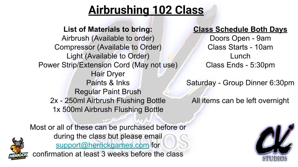 Caleb Wissenback (CK Studios) Airbrushing 102 Class - May 31st - June 1, 2025