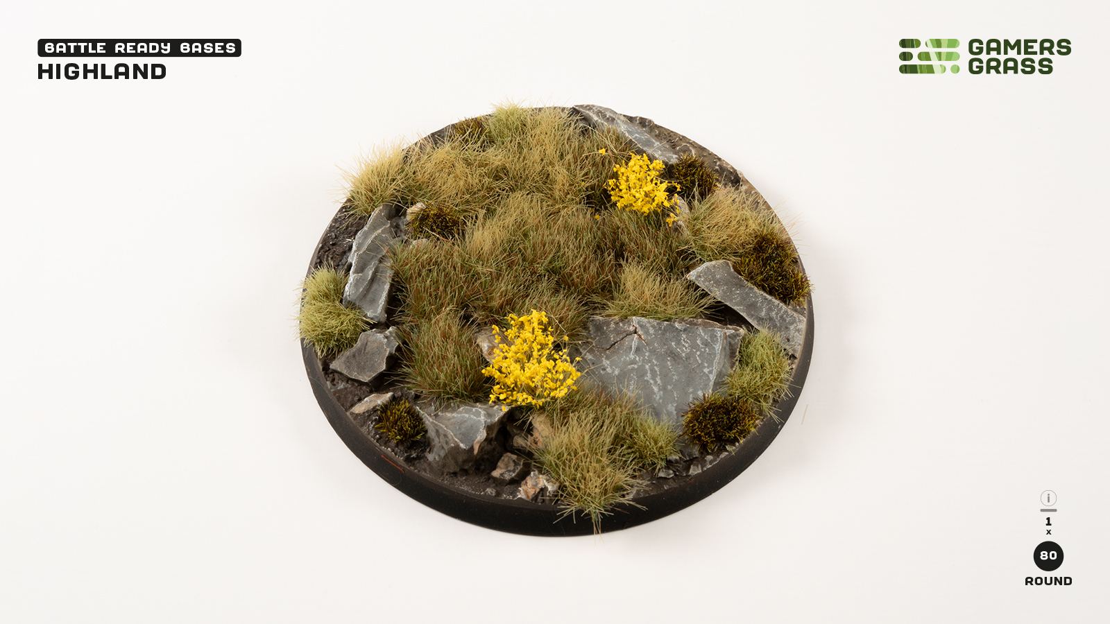 Gamers Grass: Battle Ready Bases - Highland - Round 80mm (x1)